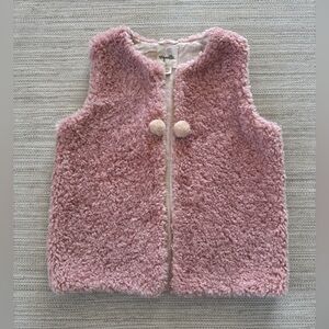 Vignette Mae faux fur lined open front pink rose vest kids girls‎ size 10Y